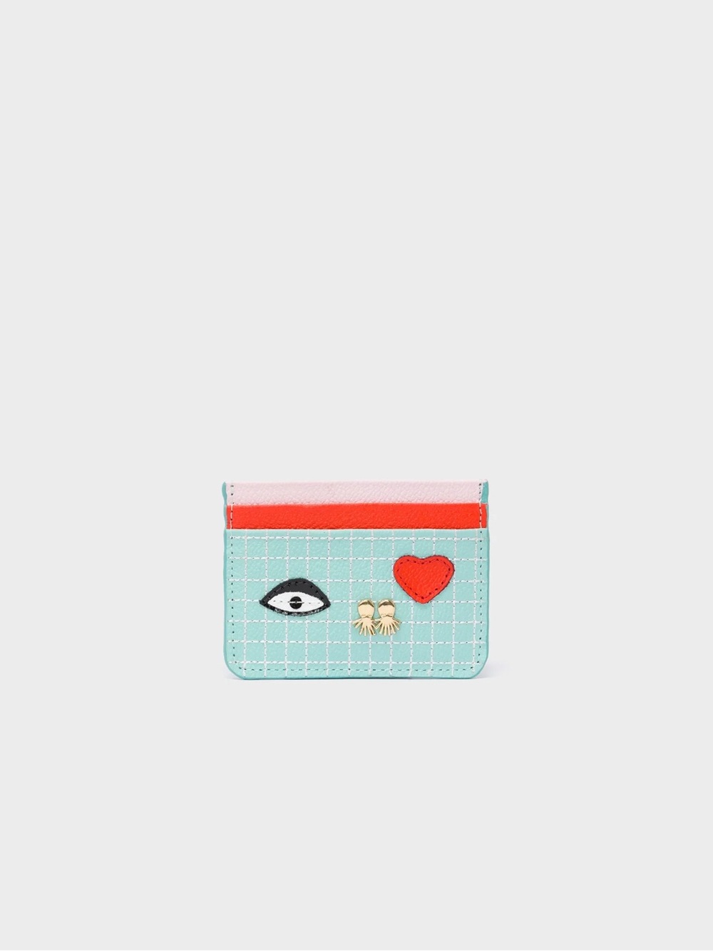 Filium eggshell blue Card Holder with Red Heart Accent